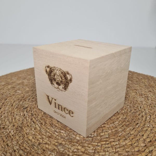 Houten spaarpot met persoonlijk design - Afbeelding 3