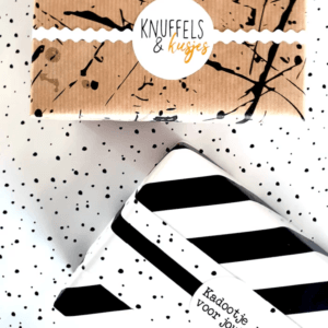 Alternative view of Cadeaupapier confetti wit/zwart (dubbelzijdig)