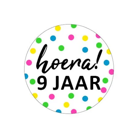 Stickers 'hoera! 9 jaar' - 10 stuks