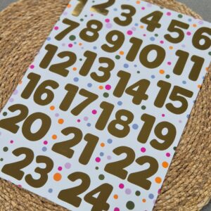 A4 Stickervel - Cijfers 1 t/m 24 in goudfolie