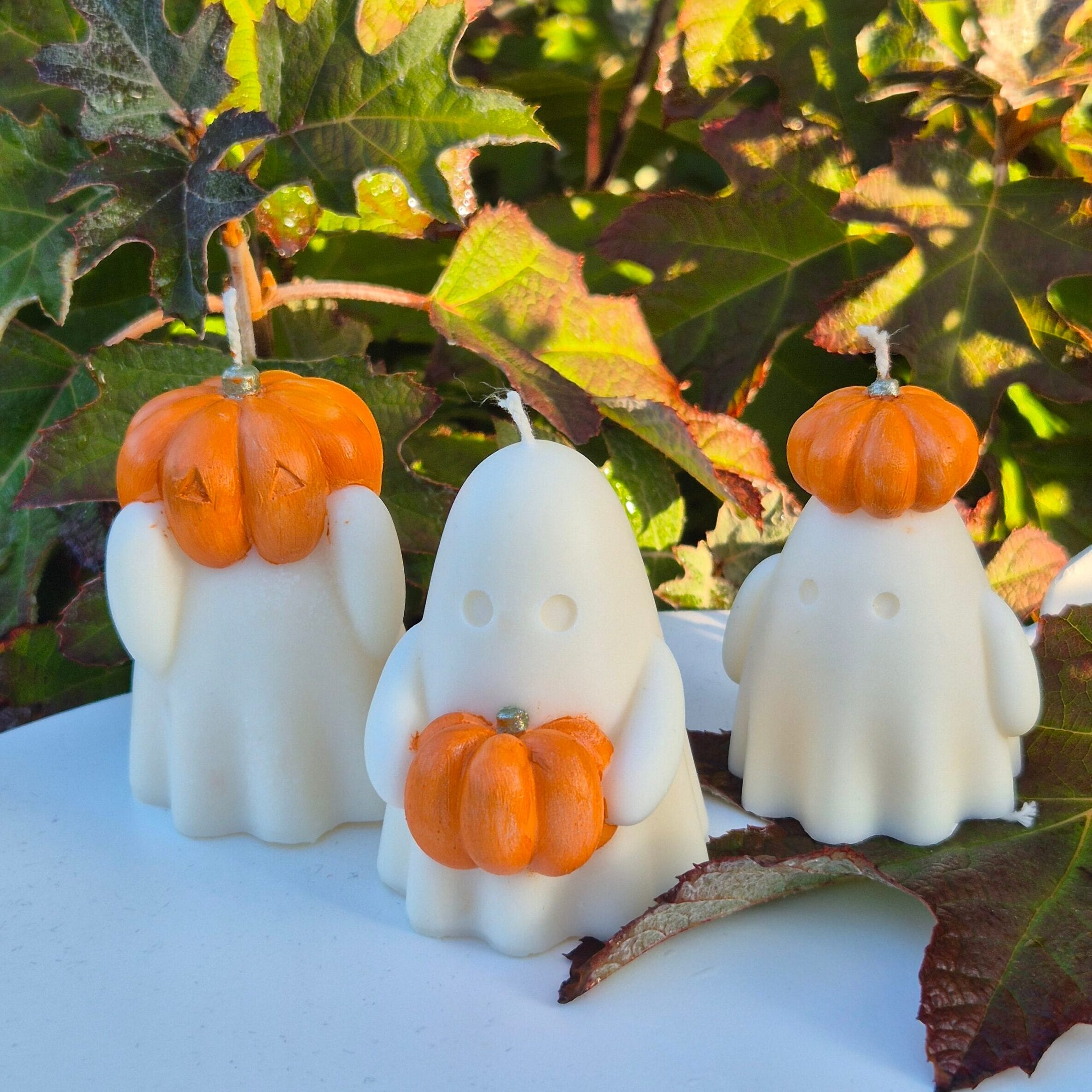 Spookjeskaarsen met Pompoen – Set van 3