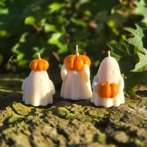 Alternative view of Spookjeskaarsen met Pompoen – Set van 3